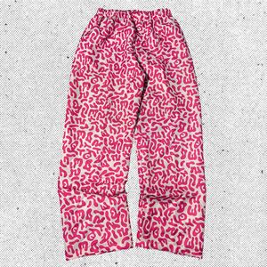 Streetwear Y2K Sweatpants & Joggers Wanita white pink