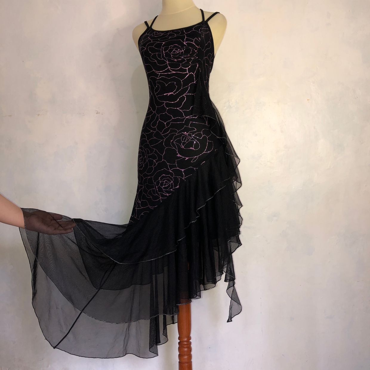 VINTAGE 90S Y2K SPARKLE RUFFLE ASYMMETRICAL, foto 2