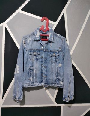 ZARA Streetwear Casual Denim jacket Pria blue