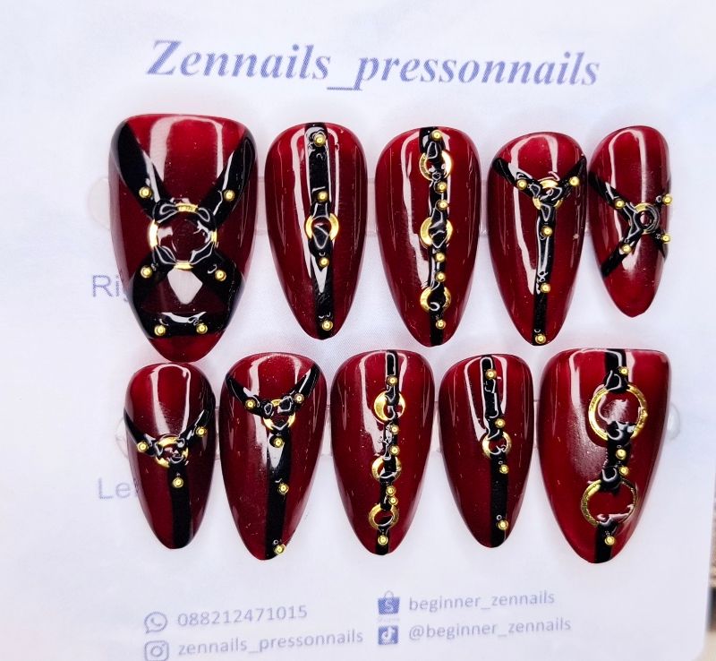 Y2K Emo Wanita burgundy red, foto 5