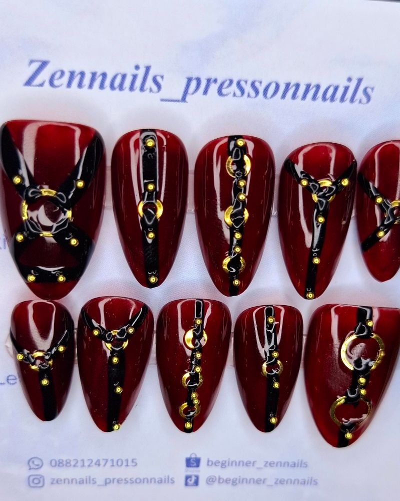 Y2K Emo Wanita burgundy red, foto 3