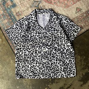 Vintage Y2K Formal shirt Pria white black