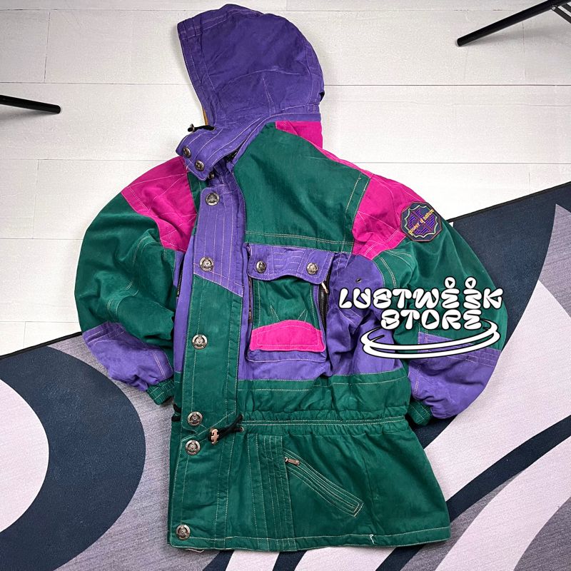 Vintage Puffer jacket Pria burgundy green, foto 2