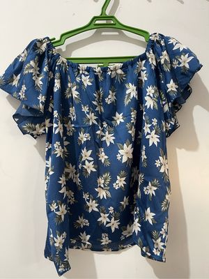 Cottagecore Casual Blouse Wanita blue