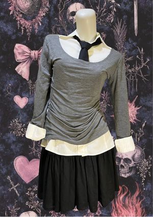 Japanese brand Streetwear Y2K Wanita white gray