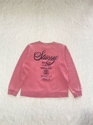 Stussy Streetwear Sportswear Sweatshirt Pria pink