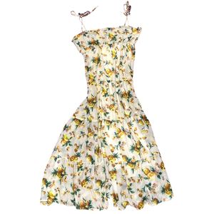 Vintage Coquette Summer dress Wanita yellow cream