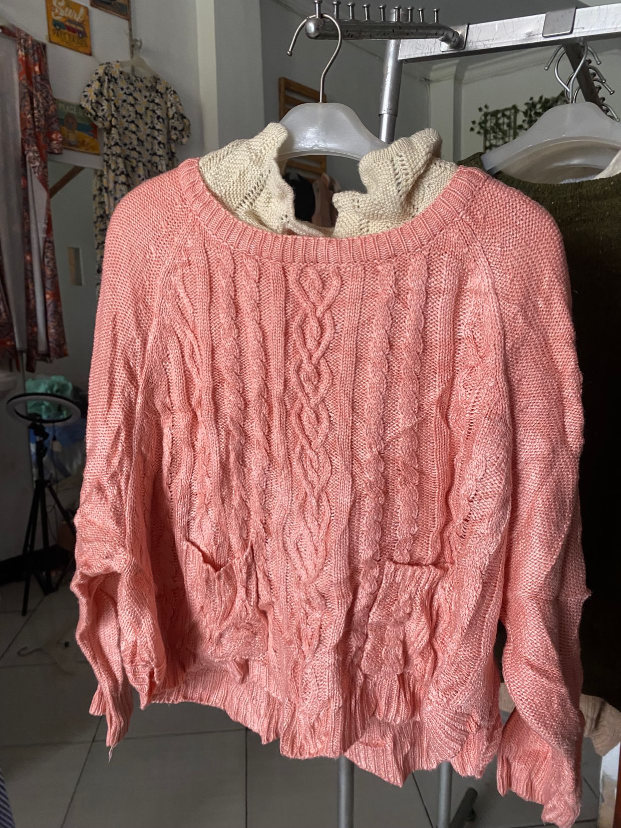 Thick Sweater and it’s knitted well.