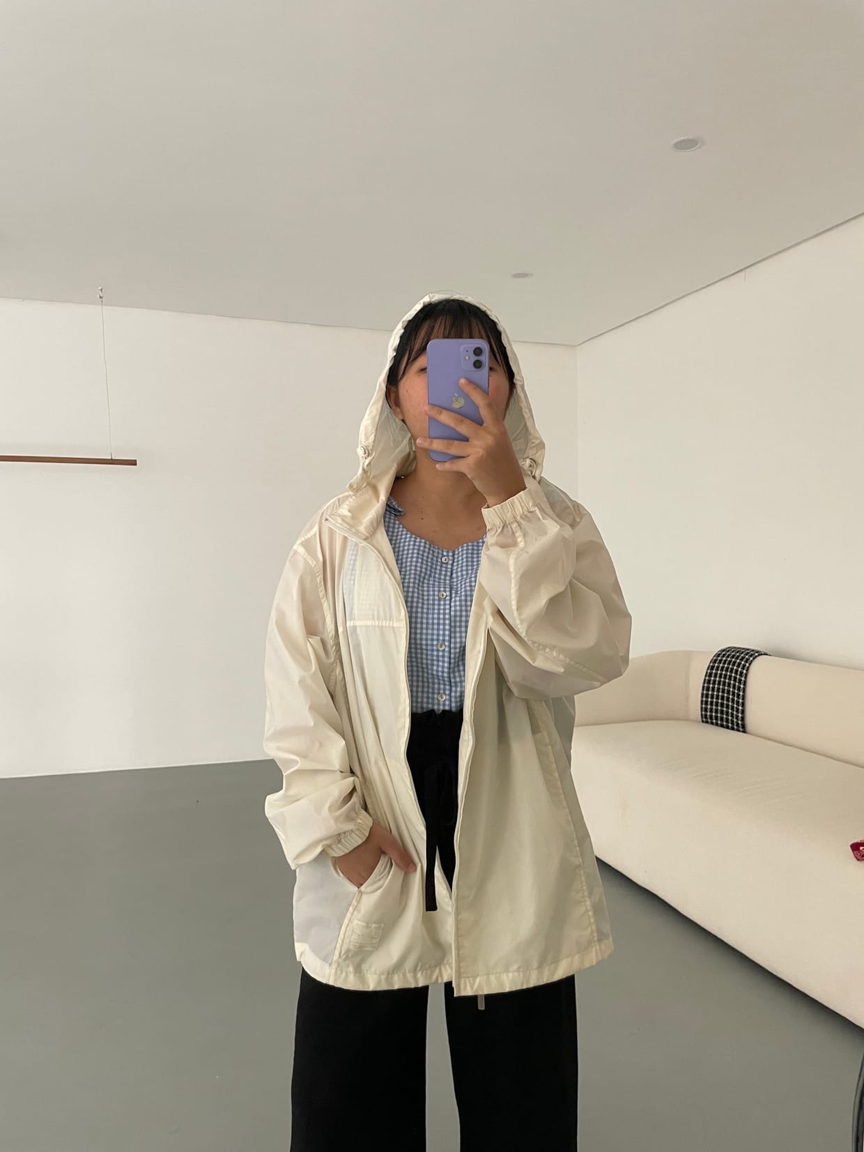 Sportswear Casual Windbreaker Wanita white cream