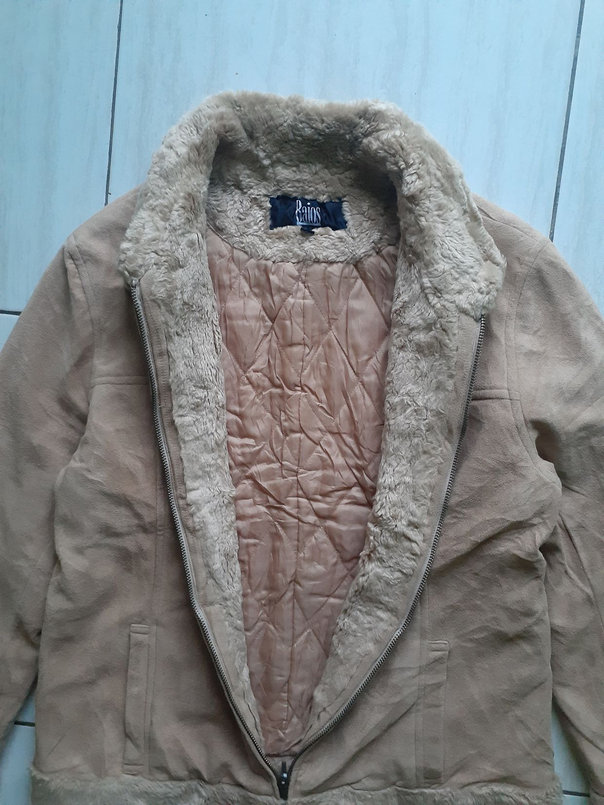 Vintage Biker Denim jacket Pria tan brown, foto 4
