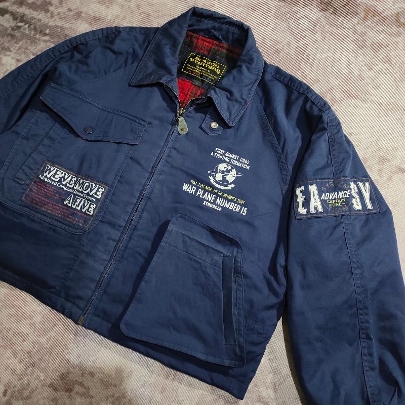 Vintage Biker Harrington jacket Pria blue, foto 6