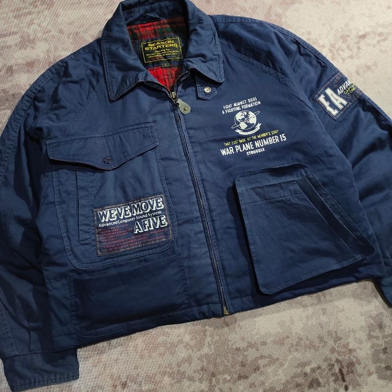 Vintage Biker Harrington jacket Pria blue, foto 4