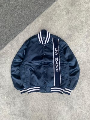 Made in USA Vintage Streetwear Varsity jacket Pria navy