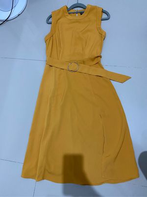 Minimalist Casual dress Wanita orange yellow