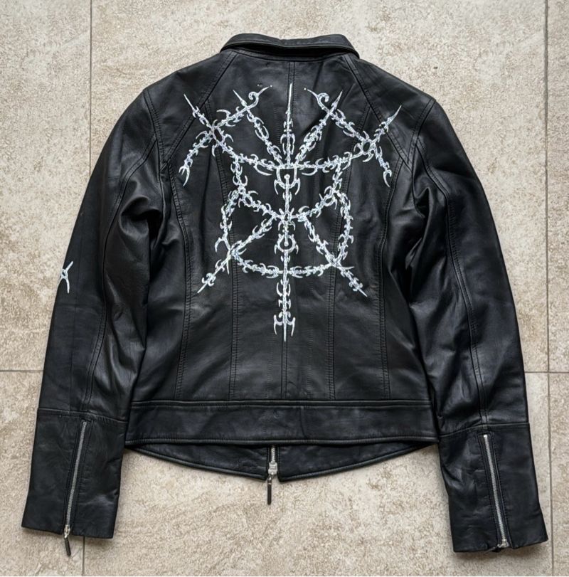 Grunge Goth Leather jacket Wanita black, foto 4