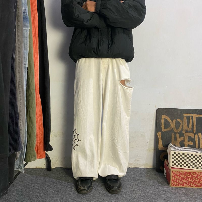 Y2K Skater Jeans Pria white, foto 4