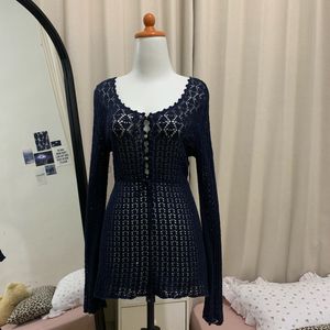 Vintage Y2K Summer dress Wanita navy