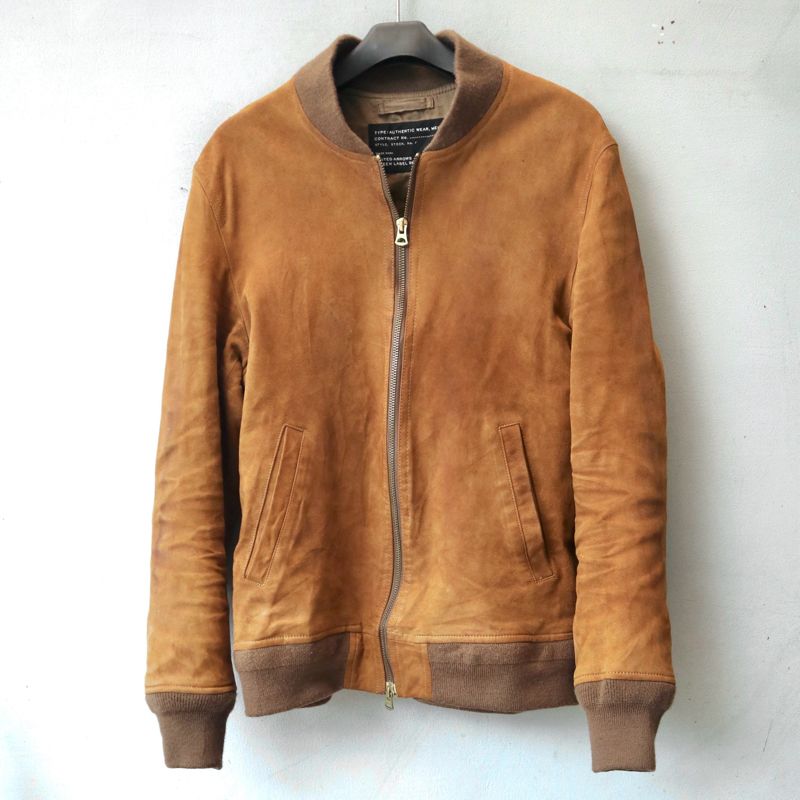 Biker Casual Leather jacket Pria tan brown, foto 2