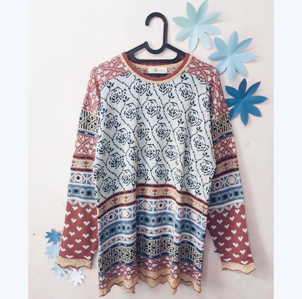 Vintage Casual Sweater Wanita multicolor