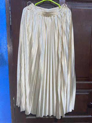 Casual Pleated skirt Wanita khaki cream