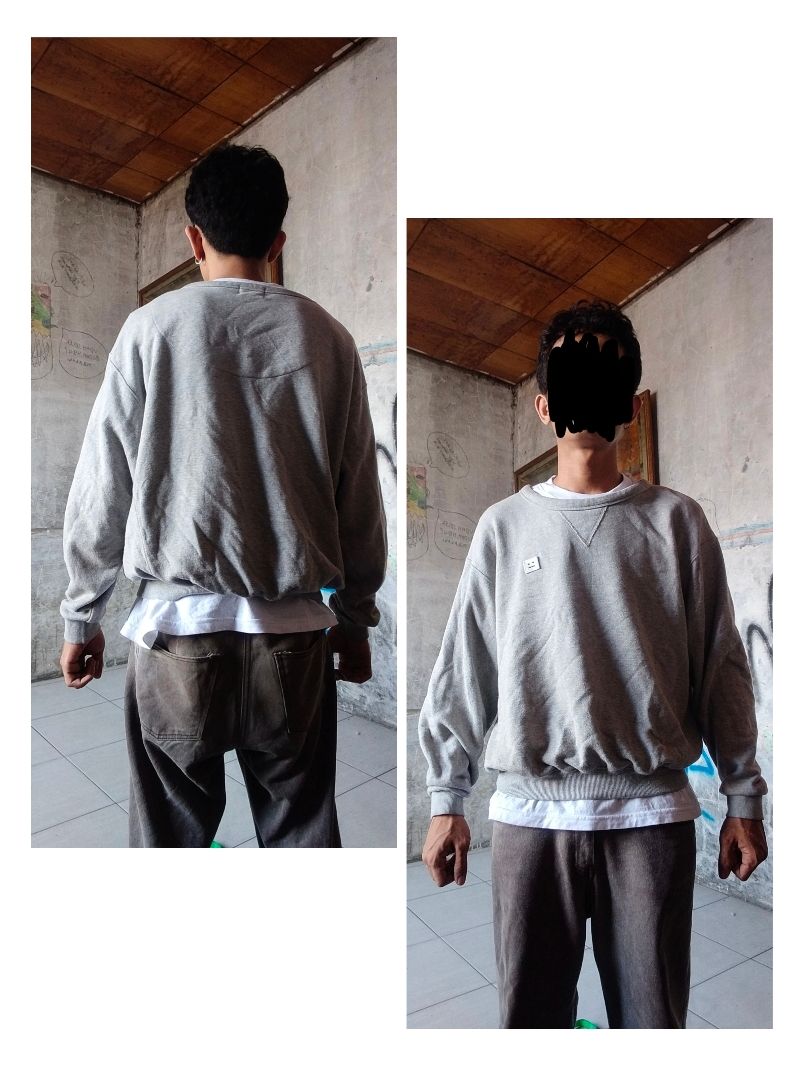 Acne Studios Luxury Casual Sweatshirt Pria gray, foto 8
