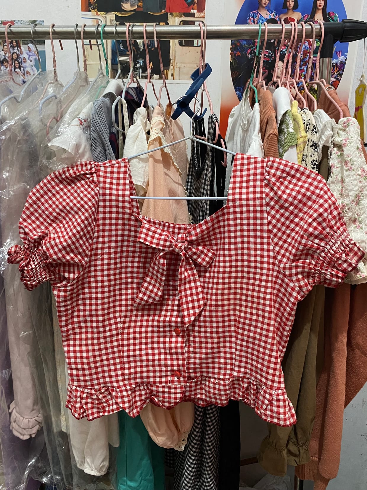 Vintage Coquette Crop top Wanita red