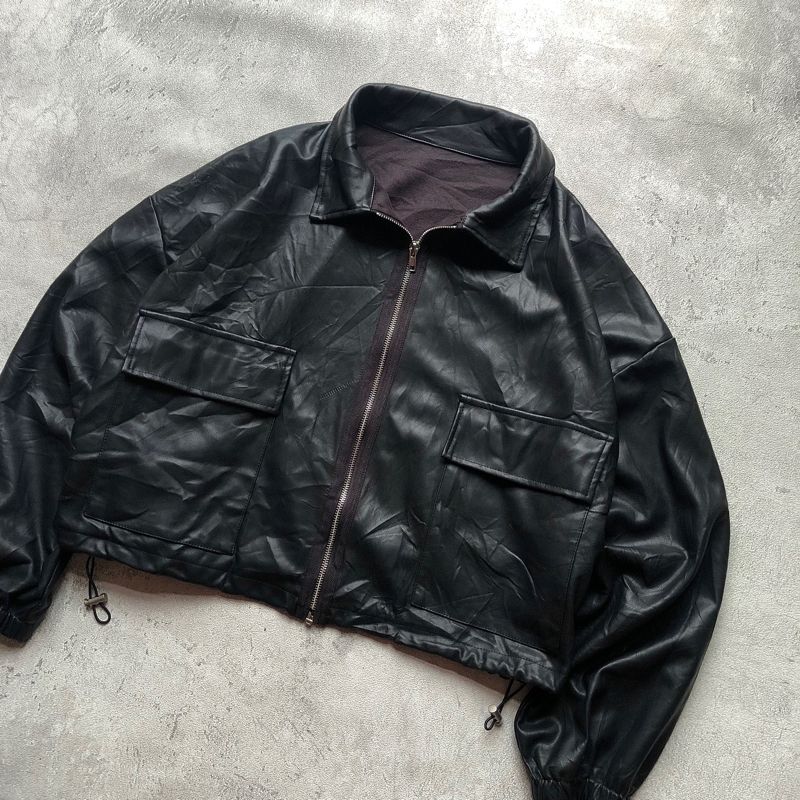 Casual Leather jacket Pria black, foto 3
