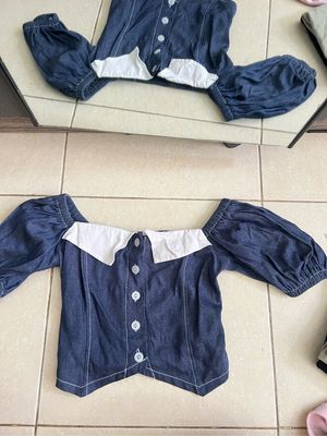 Coquette Crop top Wanita navy