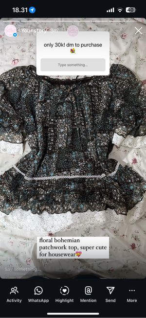 Cottagecore Shirt Wanita multicolor brown