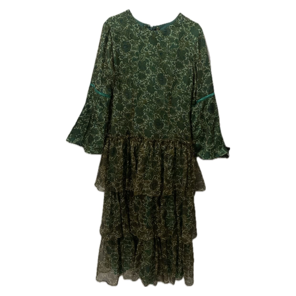 Vintage Babydoll dress Wanita green black