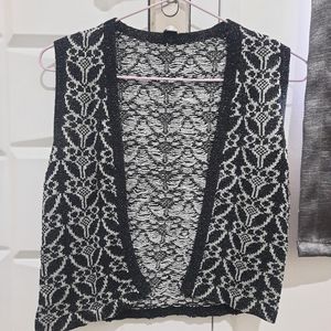 Casual Vest Wanita white black