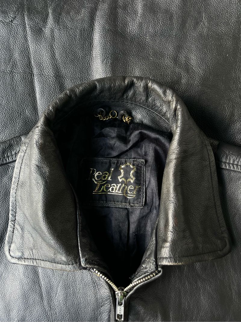Vintage Biker Leather jacket Pria black, foto 3