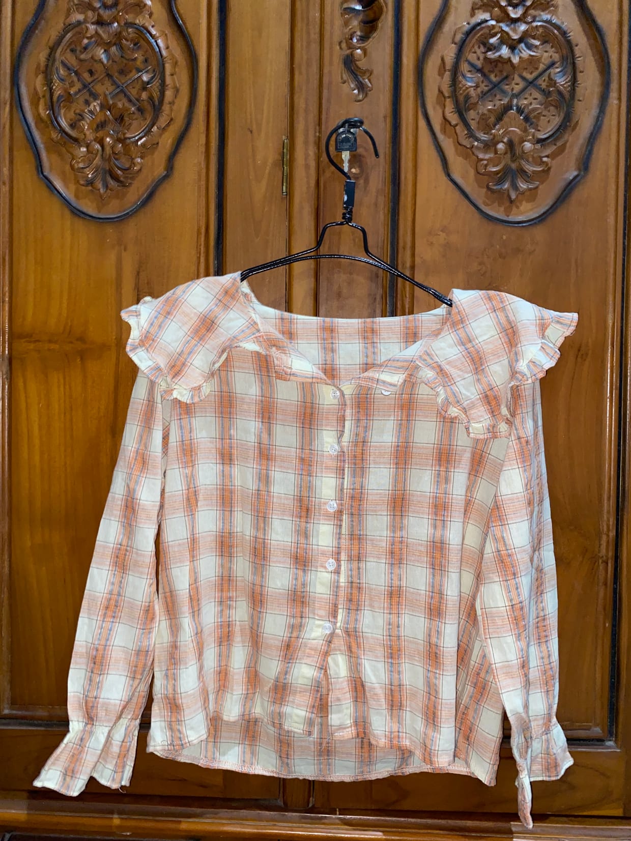 Lolita Minimalist Blouse Wanita orange cream