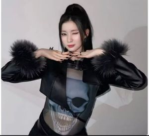 Japanese brand Goth Cosplay Leather jacket Wanita black