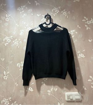 Black turtle neck sabrina sweater