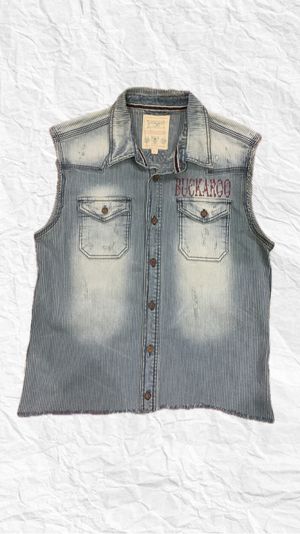 buckaroo vest vintage denim strip