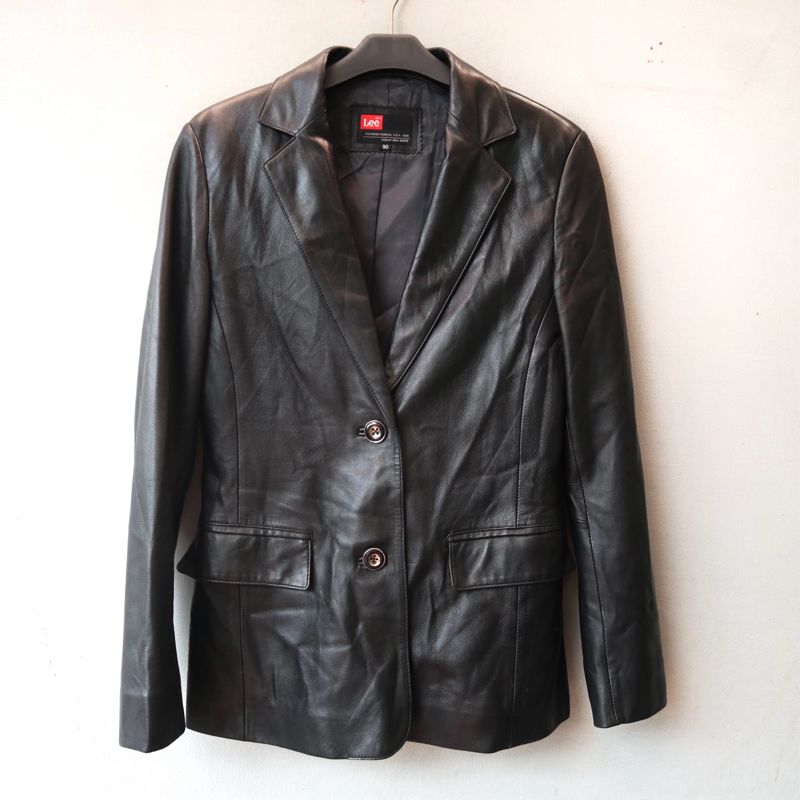Blazer Casual Leather jacket Wanita black, foto 3