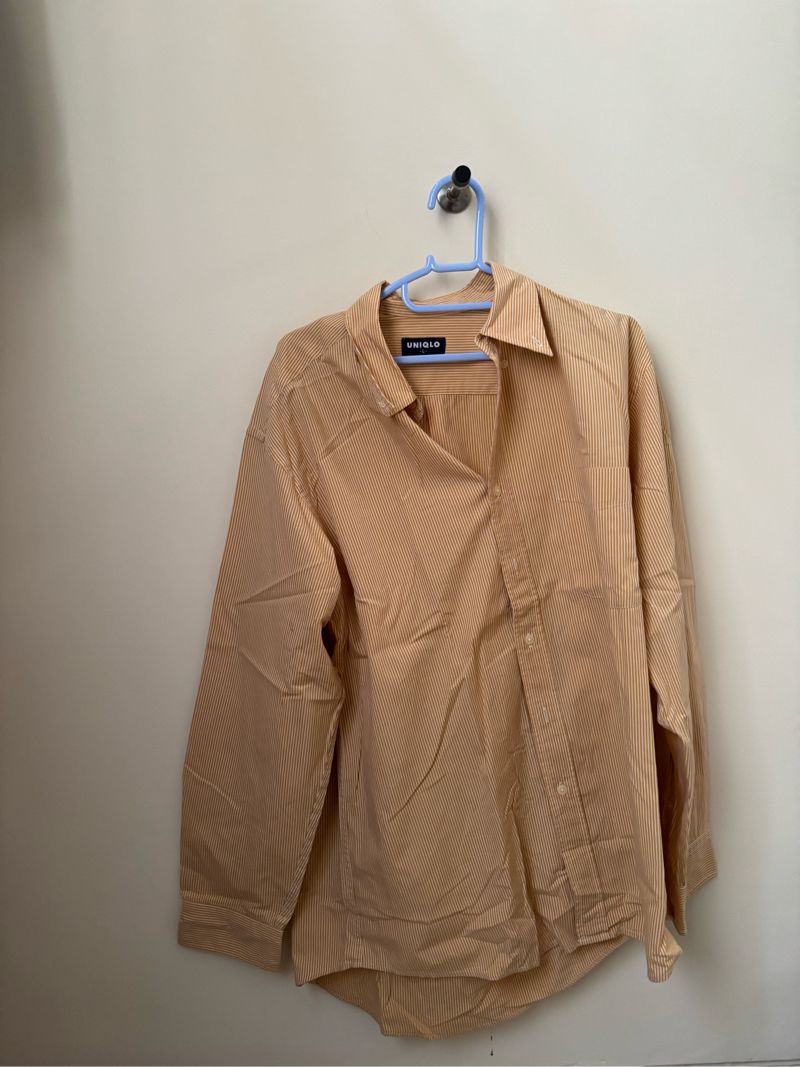 Men’s uniqlo yellow stripes button down shirt, foto 2