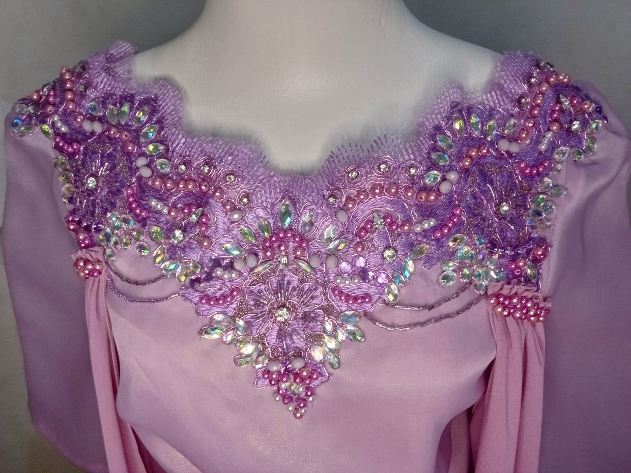 Organza lilac top with shining beads, foto 5