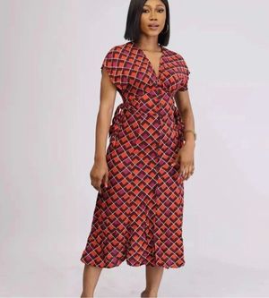 Forever 21 rust geometric print midi dress