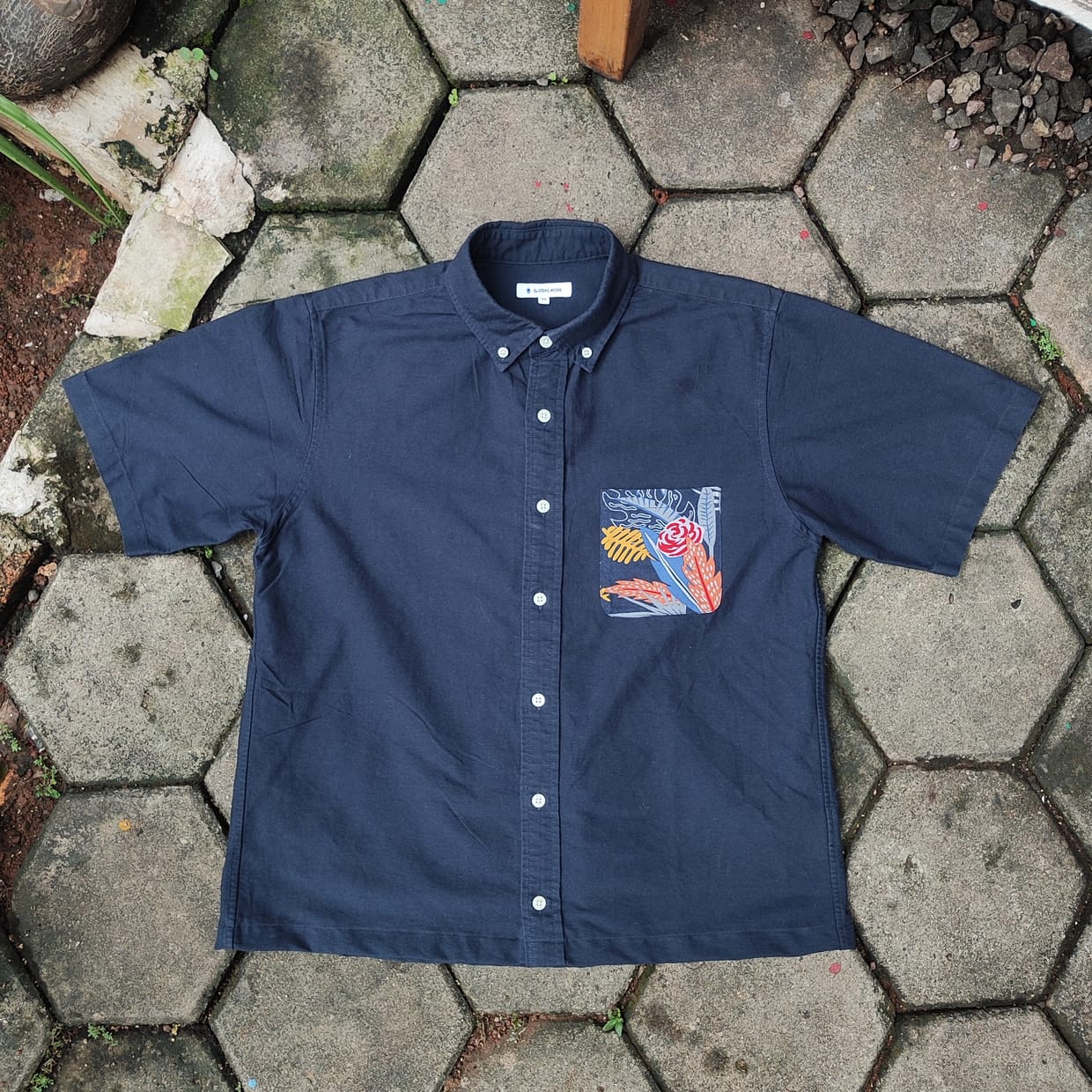 Global Work Streetwear Y2K Casual shirt Pria navy