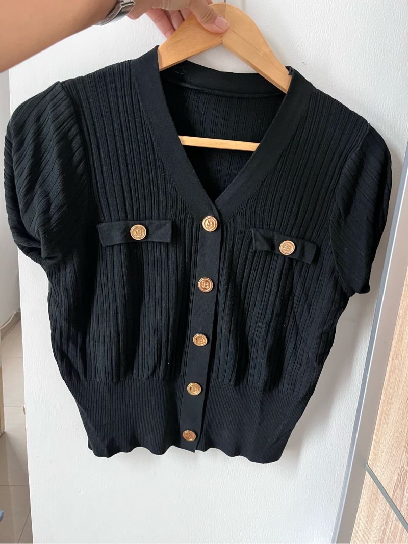 Short sleeved knitted cardigan black, foto 5