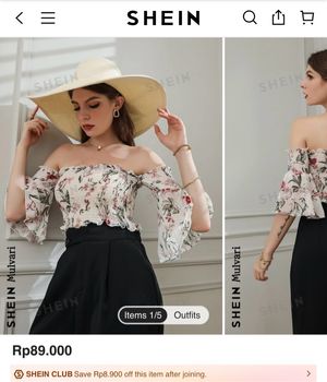 Crop top floral | crop pantai shein