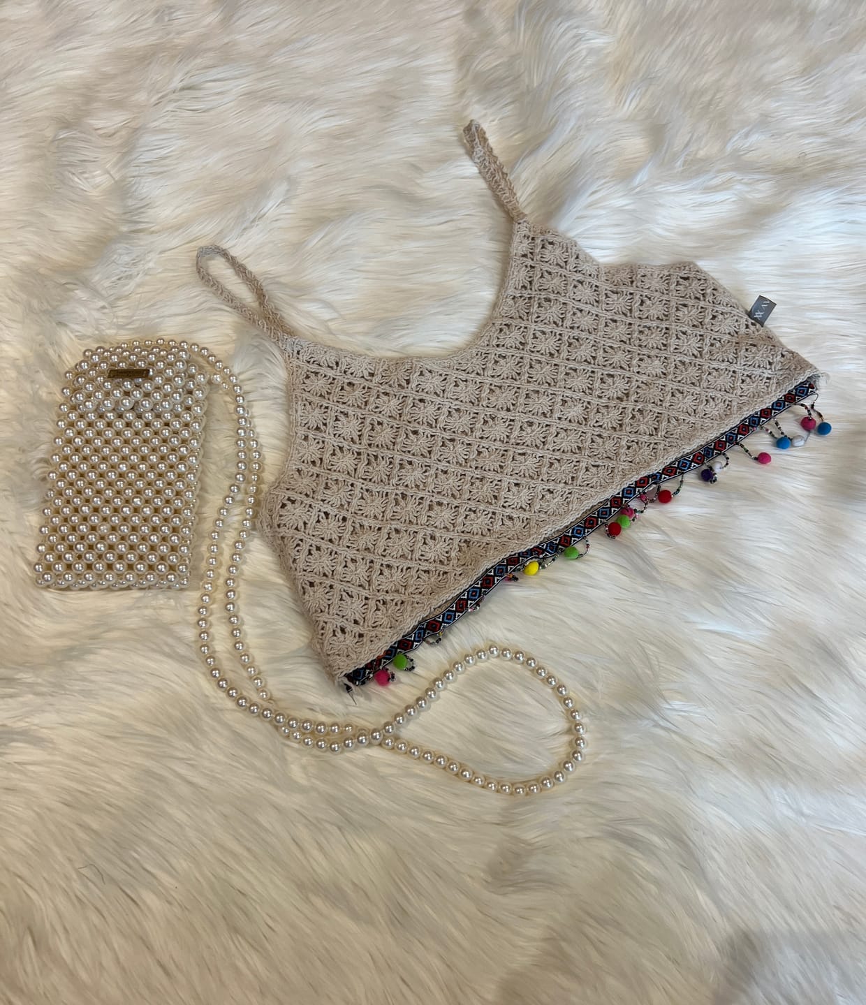 Vintage Indie Bralette Wanita tan cream