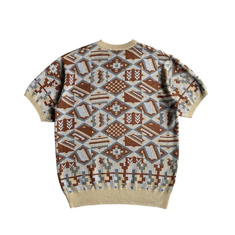 Random House pattern knitted ss tee multicolor kaos knit, foto 2