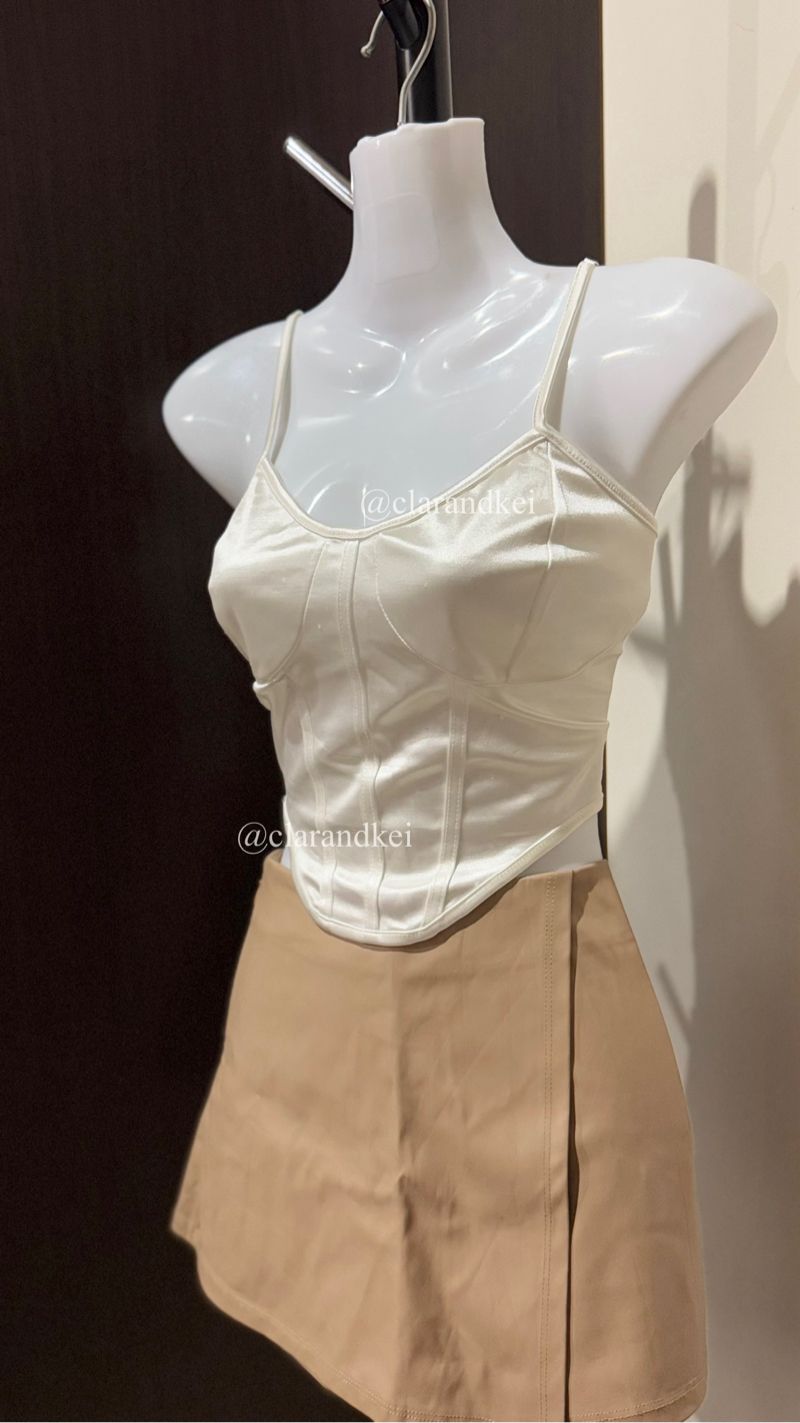SHEIN Tank Top Satin Model Semi Bustier Top, foto 4