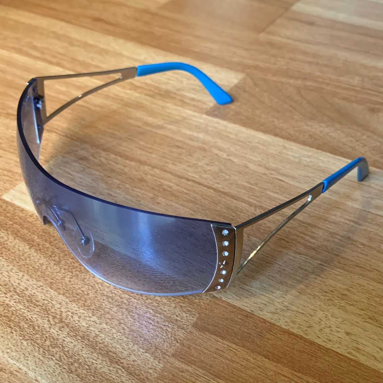 Y2K clear blue glasses Wide sized, foto 3
