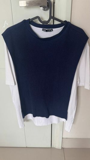 Kaos Zara Kombinasi Knit