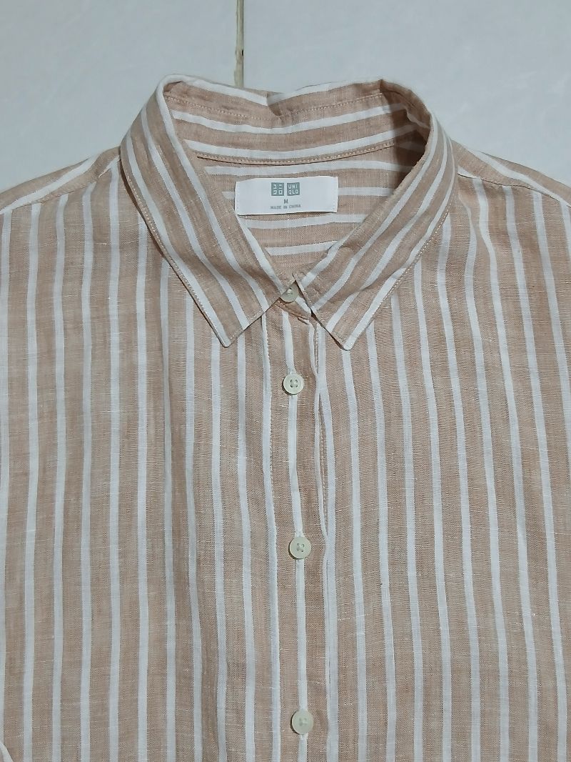 Kemeja Linen Stripe Uniqlo, foto 3