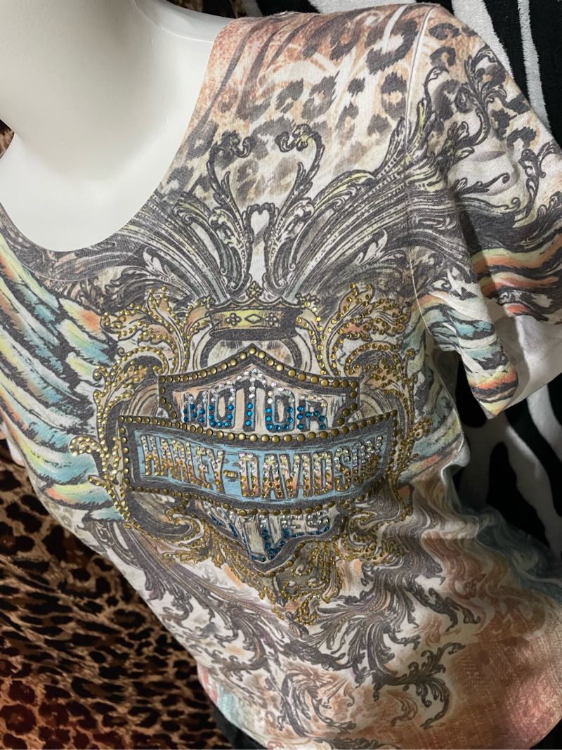 Harley Davidson Y2K embellished rhinestone multi-coloured gr, foto 7